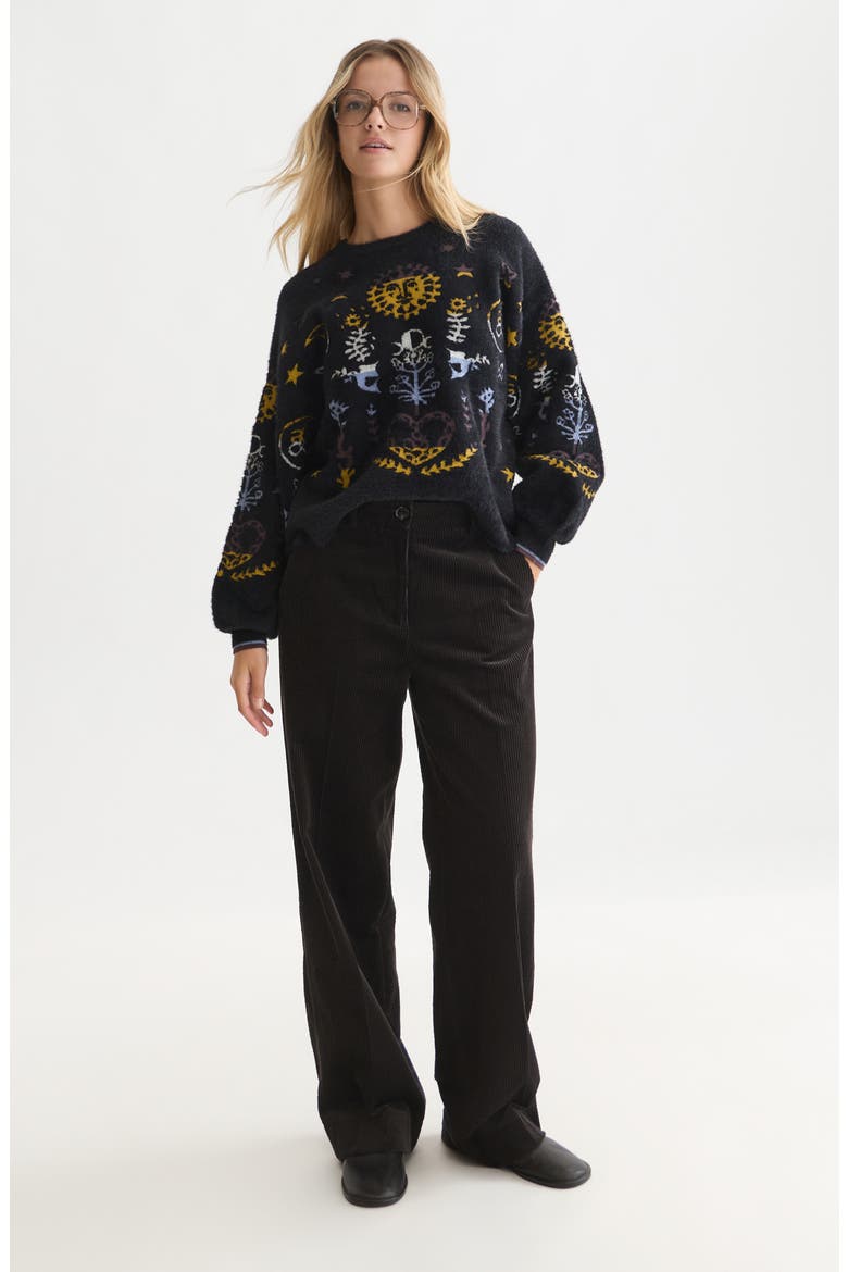Cleo High Waist Wide Leg Corduroy Pants, Alternate, color, METEORITE