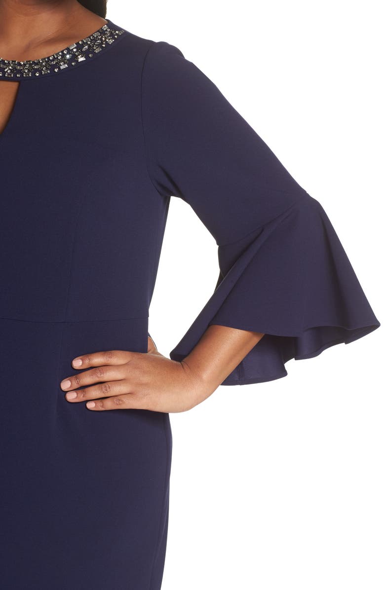 Vince Camuto Embellished Neck Sheath Dress, Alternate, color,