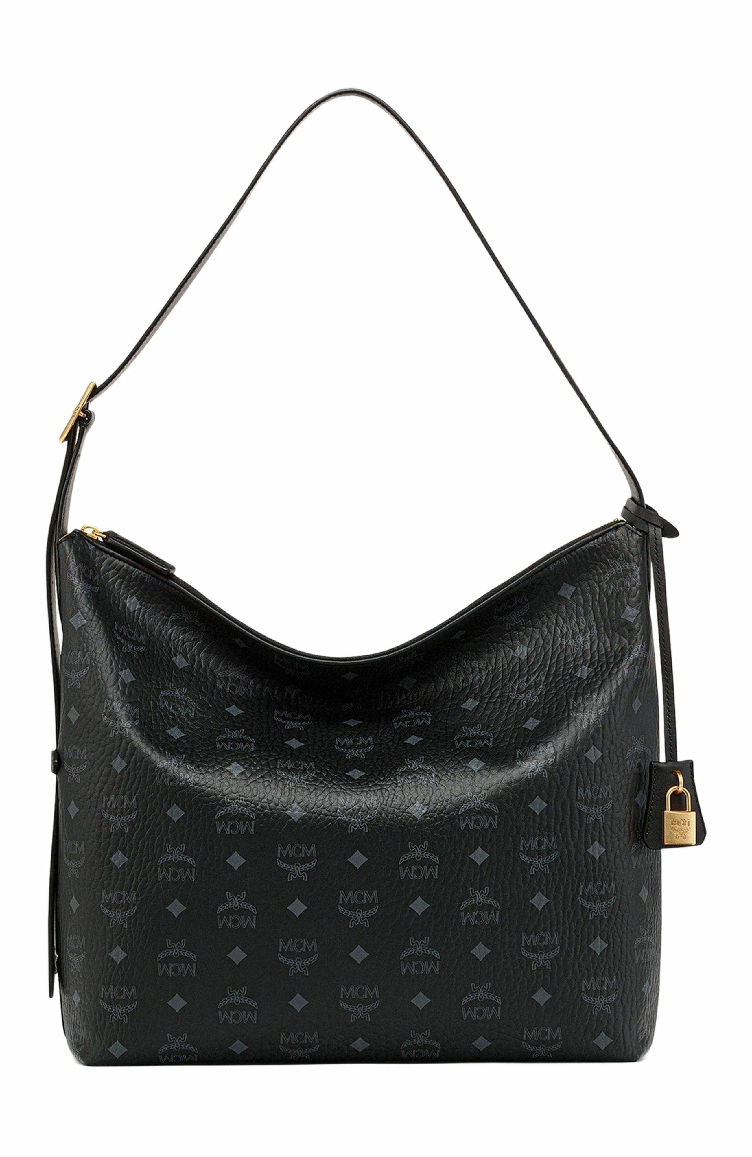 MCM Aren Hobo in Visetos, Main, color, Black