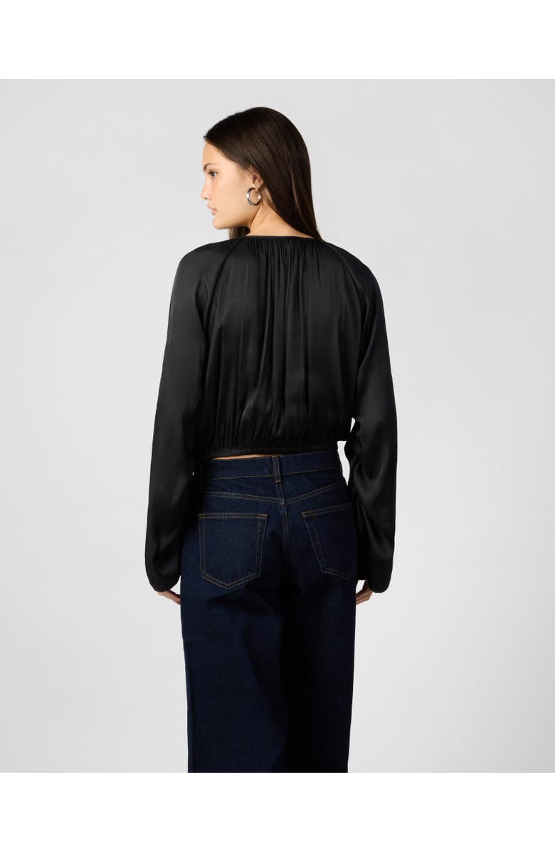 WeWoreWhat Cocoon Sleeve Front Tie Top, Alternate, color, Black