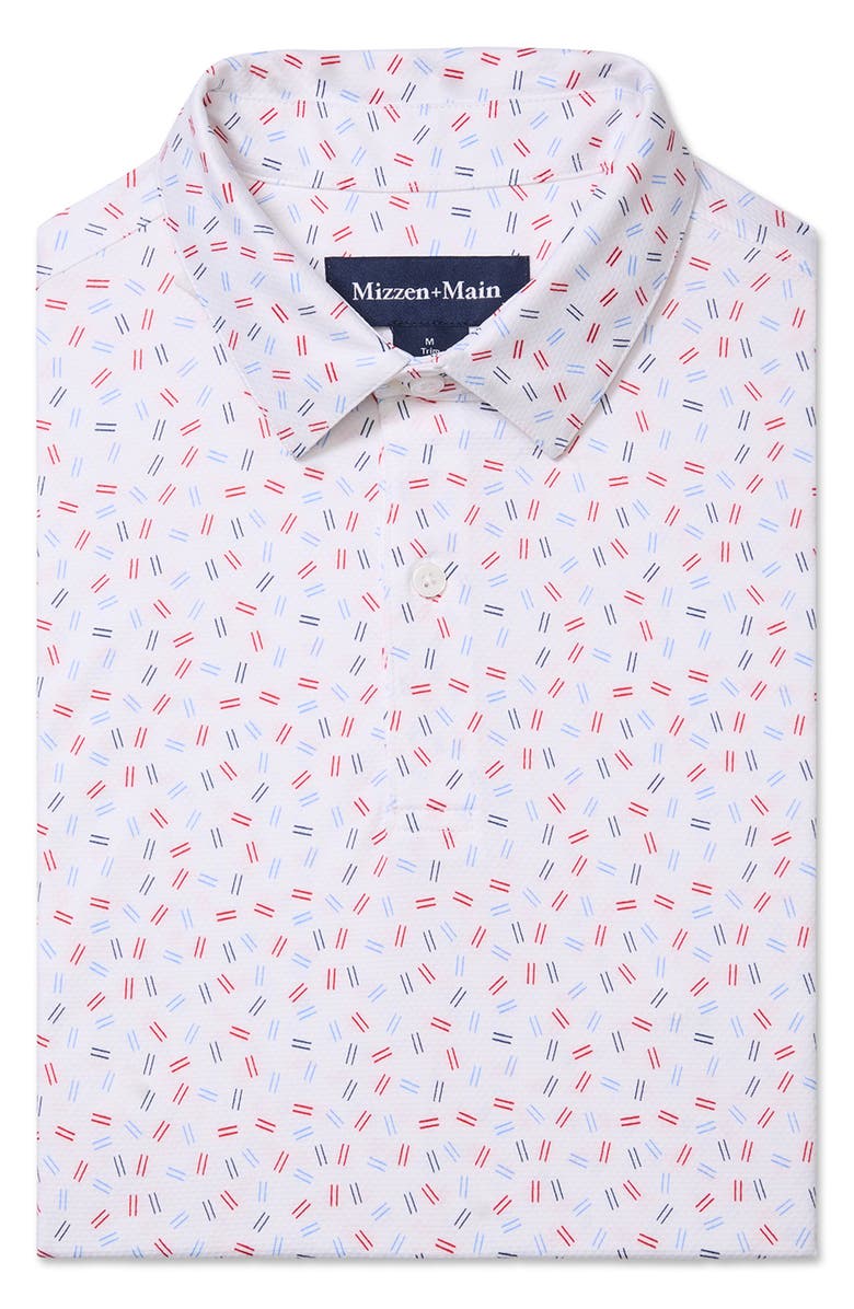 Mizzen+Main Haylard Trim Fit Geo Print Polo, Alternate, color, Red Hot Scattered Dash