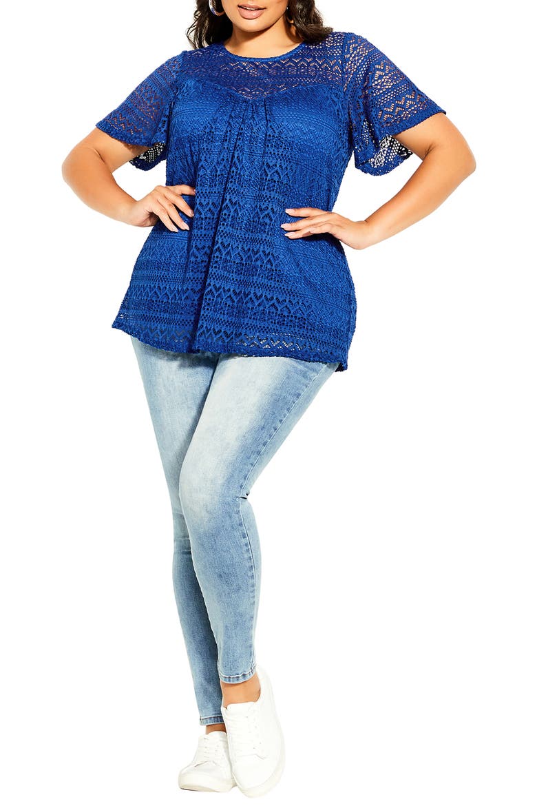 Women's Serenity Lace Top, Alternate, color, COBALT