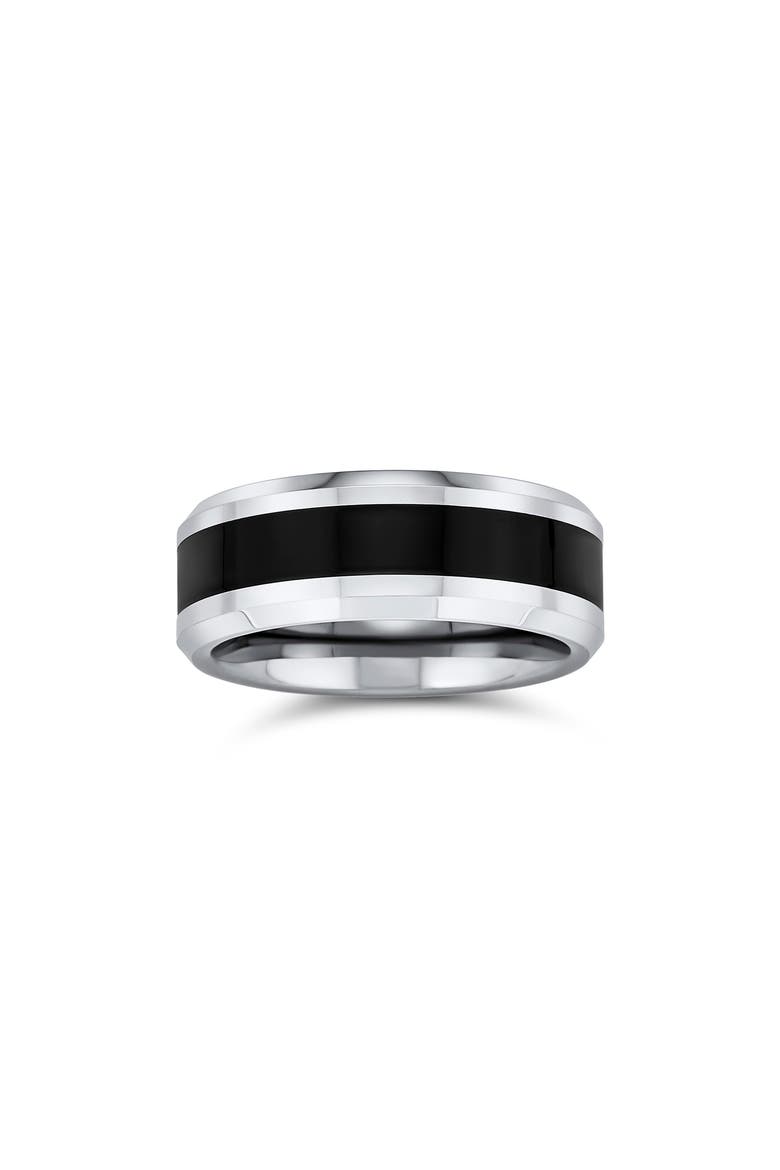 Men's Two-Tone Stripe Titanium Band Ring, Alternate, color, SILVER