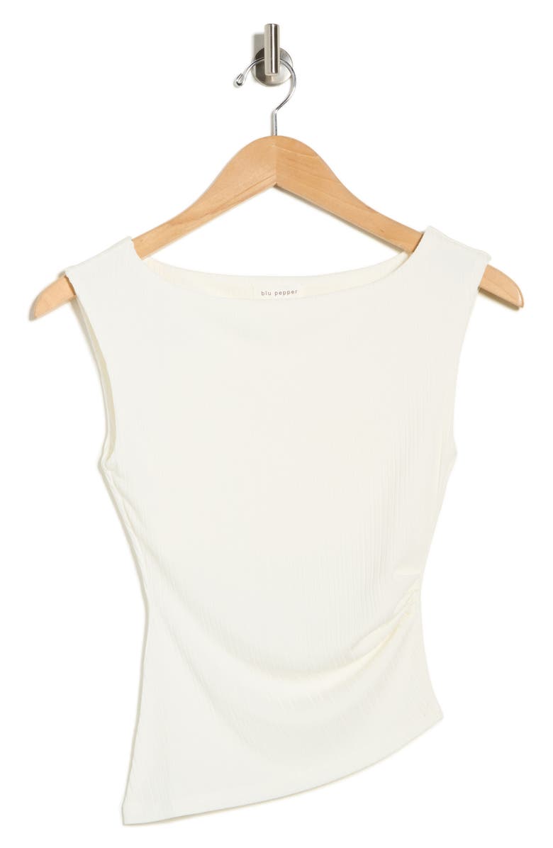 Blu Pepper Ribbed Ruched Top, Main, color, Cream