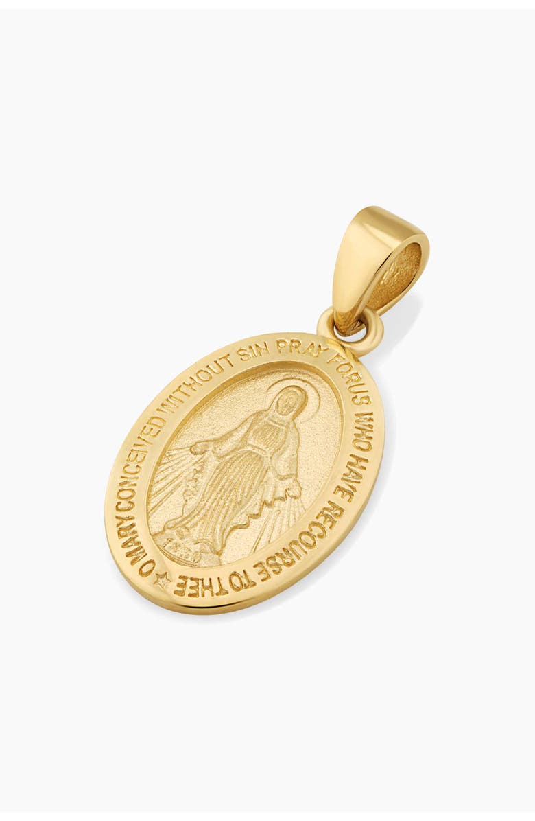 Oradina 14K Yellow Gold Miraculous Medal Pendant Charm, Alternate, color, Yellow Gold