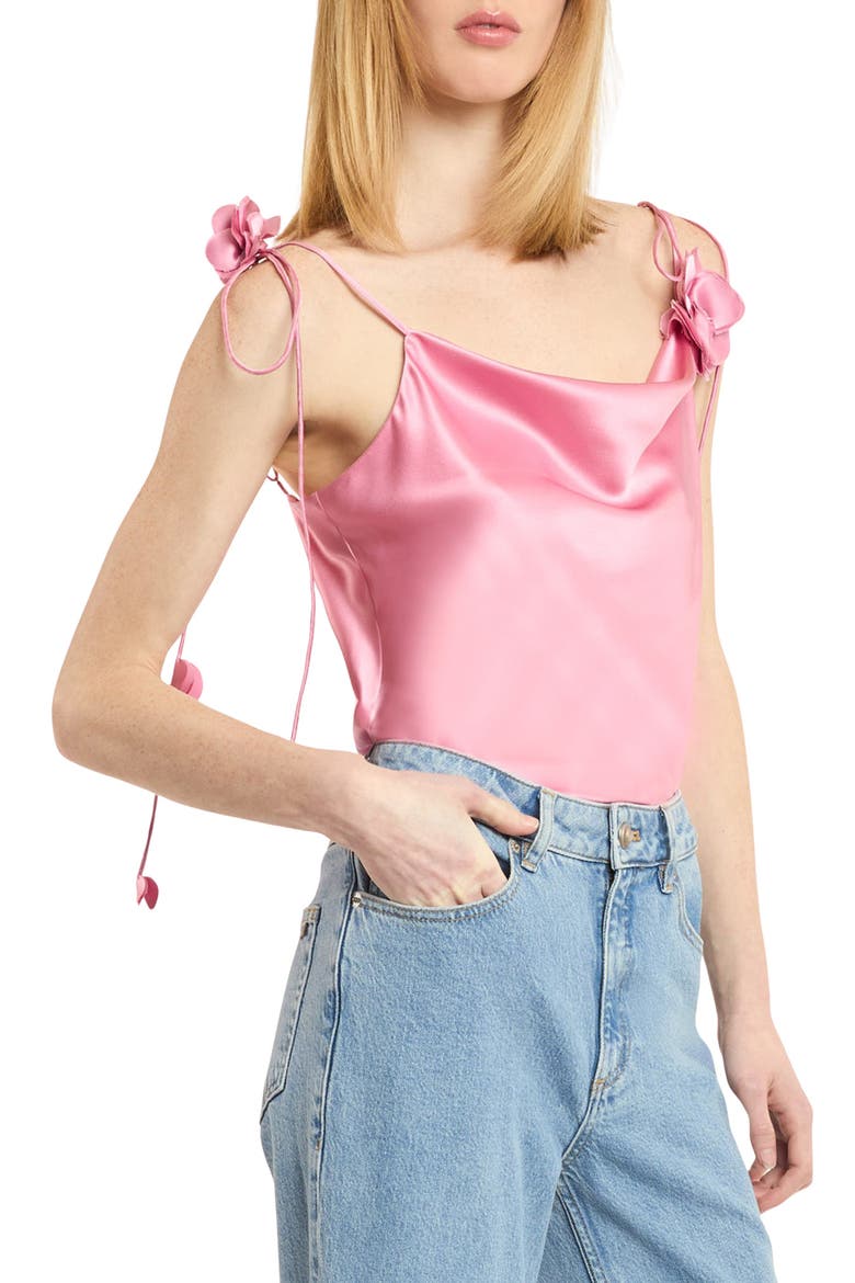 Marta Trailing Flower Silk Camisole, Main, color, ROSEWATER PINK