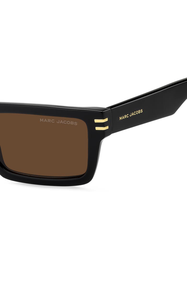 Marc Jacobs 54mm Rectangular Sunglasses, Alternate, color, Black/ Brown