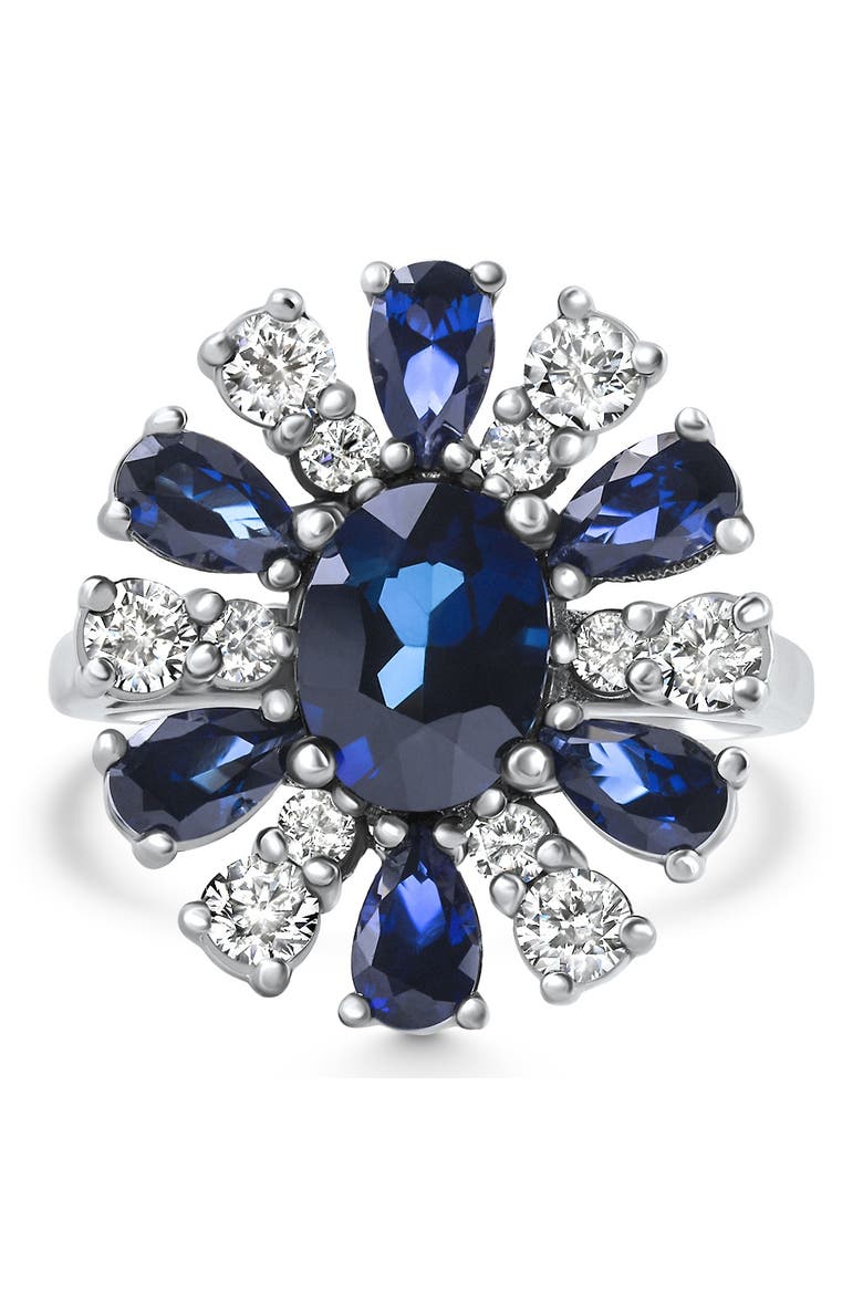 3.80Ct Nicole Blue Sapphire Diamond Ring 14k Gold Lab Grown, Main, color, 14k White Gold