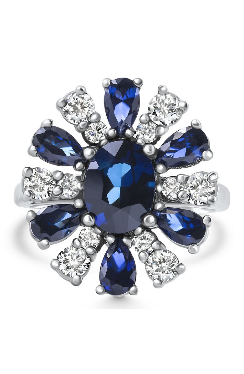 Bliss Diamond 3.80Ct Nicole Blue Sapphire Diamond Ring 14k Gold Lab Grown, Main, color, 14K White Gold