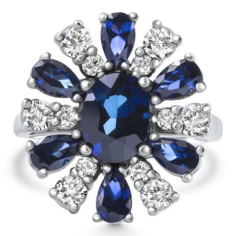 3.80Ct Nicole Blue Sapphire Diamond Ring 14k Gold Lab Grown