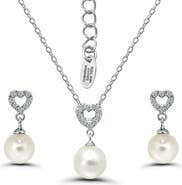 Christian Siriano New York Cubic Zirconia & Faux Pearl Drop Earrings & Necklace Set