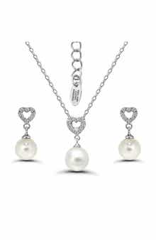 Christian Siriano New York Cubic Zirconia & Faux Pearl Drop Earrings & Necklace Set