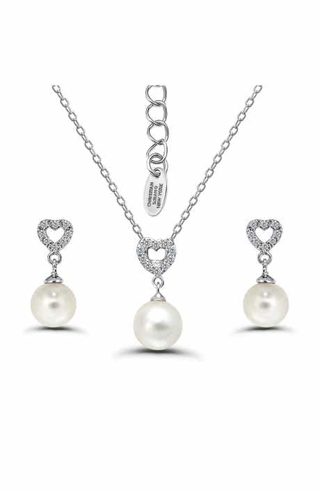 Christian Siriano New York Cubic Zirconia & Faux Pearl Drop Earrings & Necklace Set