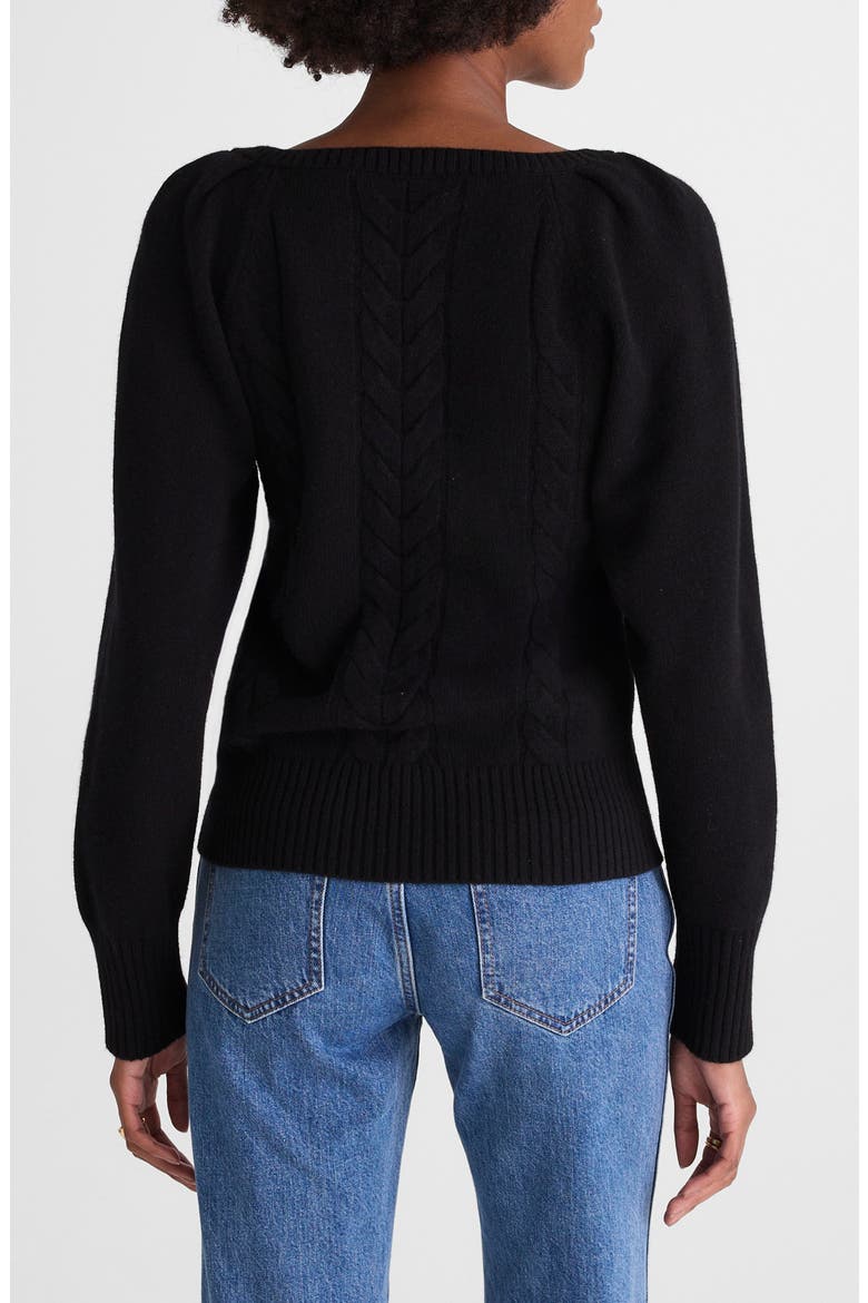 V-Neck Merino Wool Sweater, Alternate, color, BLACK