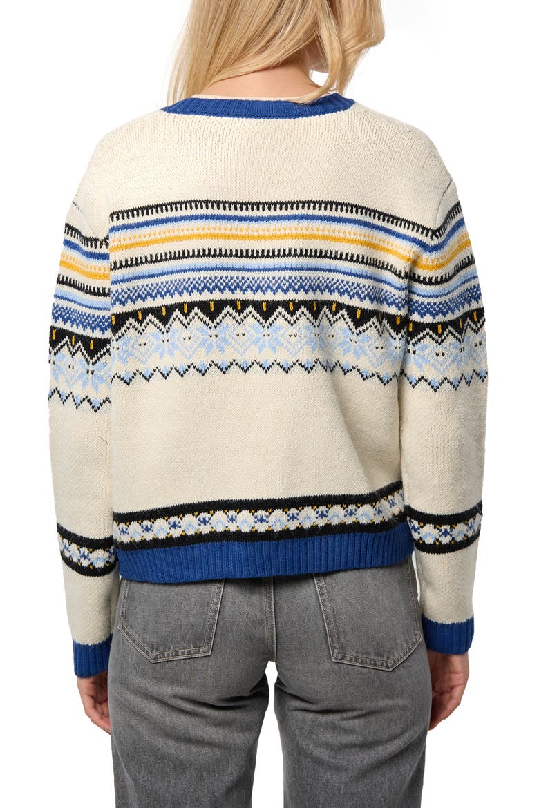 Fair Isle Tie Front Cardigan, Alternate, color, IVORY MULTI
