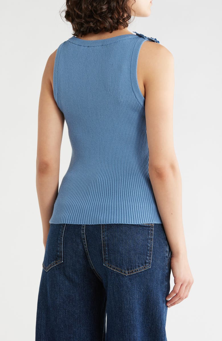 T Tahari Floral Appliqué Sweater Tank, Alternate, color, Serene Blue