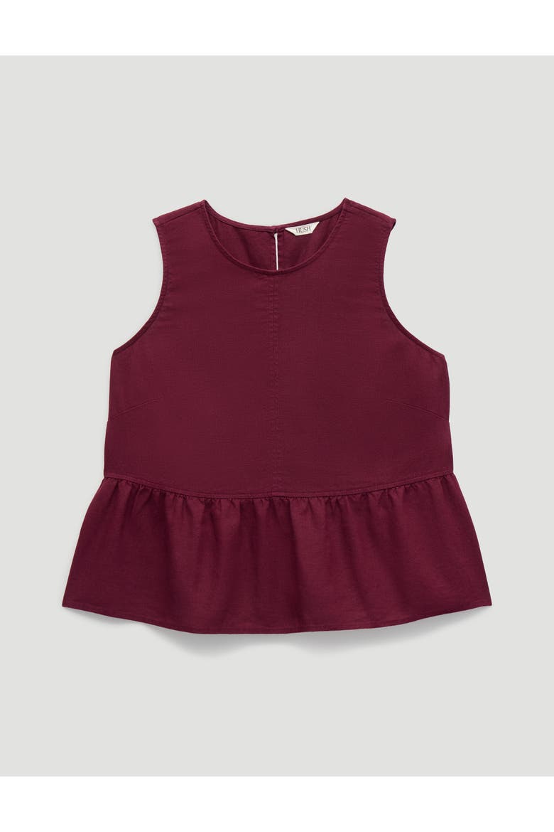 Nomie Linen Blend Peplum Top, Alternate, color, Maroon Red