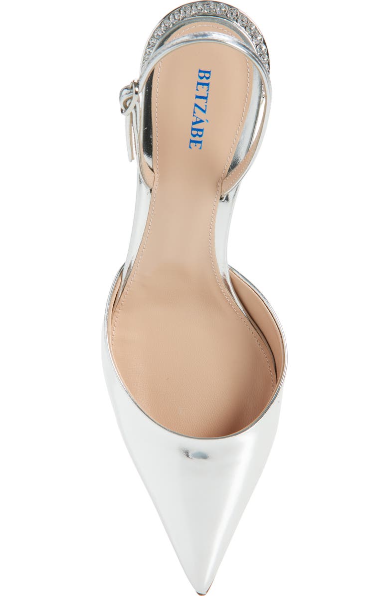 BETZÁBE Sofia Crystal Embellished Metallic Slingback Pump, Alternate, color, Metallic Silver