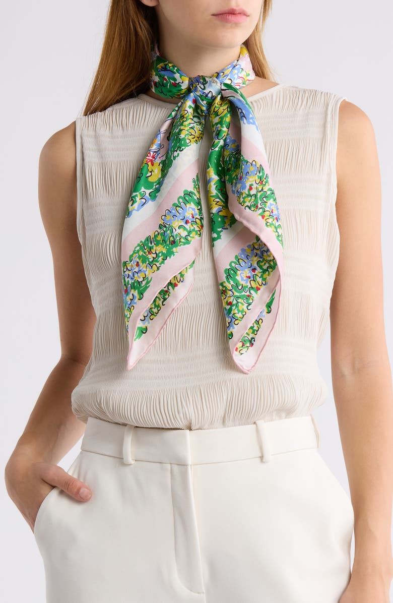 Kate Spade New York springtime gardens silk square scarf, Alternate, color, 