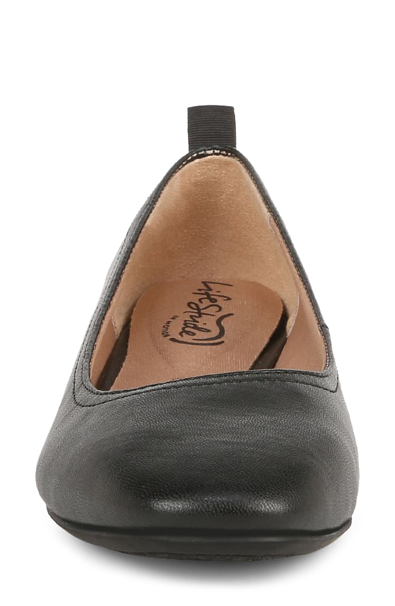LifeStride Cameo Flat - Wide Width Available, Alternate, color, Black Leather