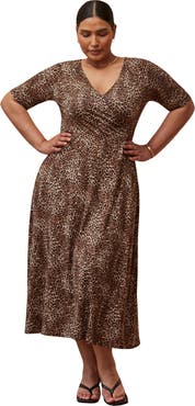 Live Unlimited Leopard Print Wrap Dress