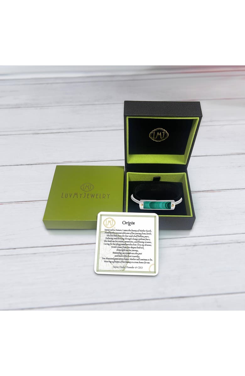 LuvMyJewelry Big ID Malachite Sterling Silver Men Cuff Bracelet, Alternate, color, Silver