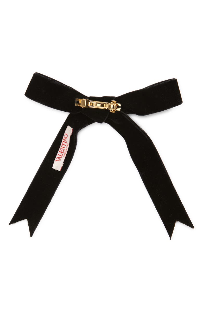 Valentino Garavani Voyage Imaginaire Velvet Bow Hair Clip, Alternate, color, N06 Nero/ Oro