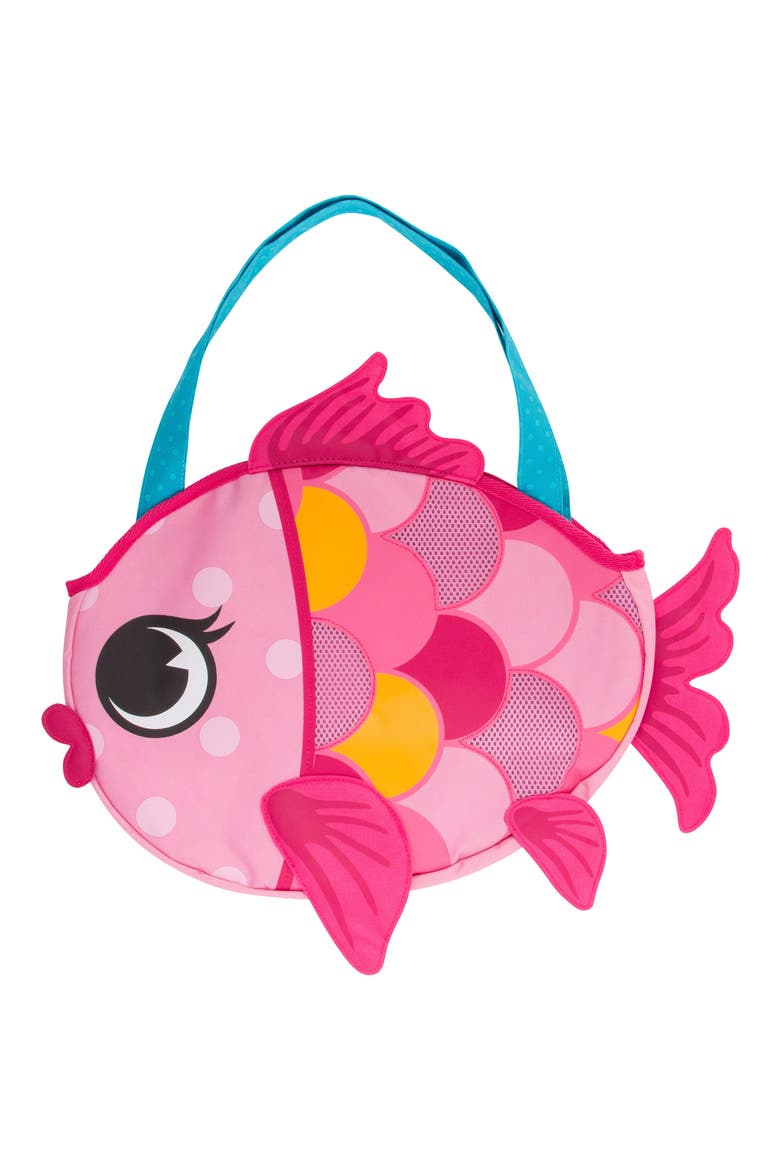 Beach Tote, Hooded Towel & Toys, Alternate, color, PINK FISH