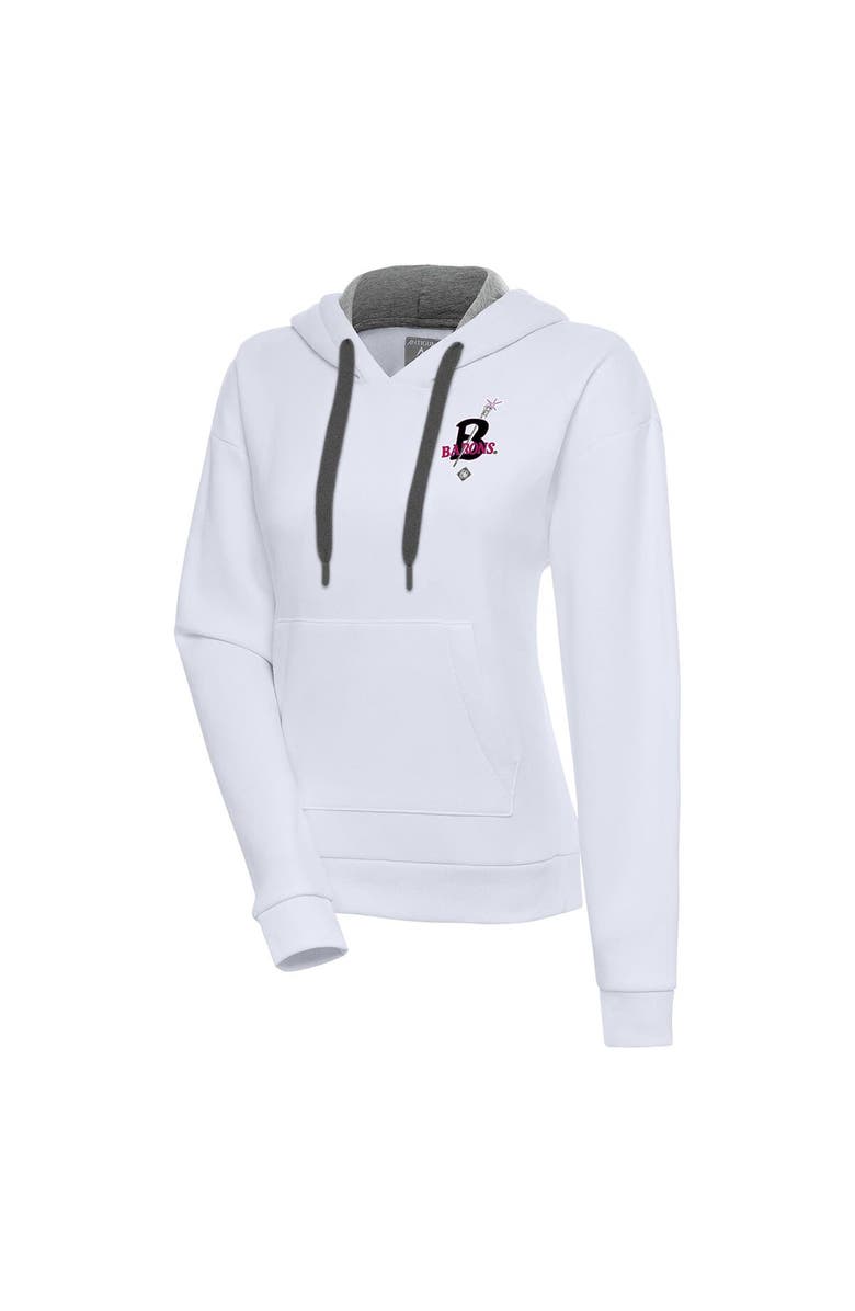 ANTIGUA Women's Antigua White Birmingham Black Barons Victory Pullover Hoodie, Main, color, 