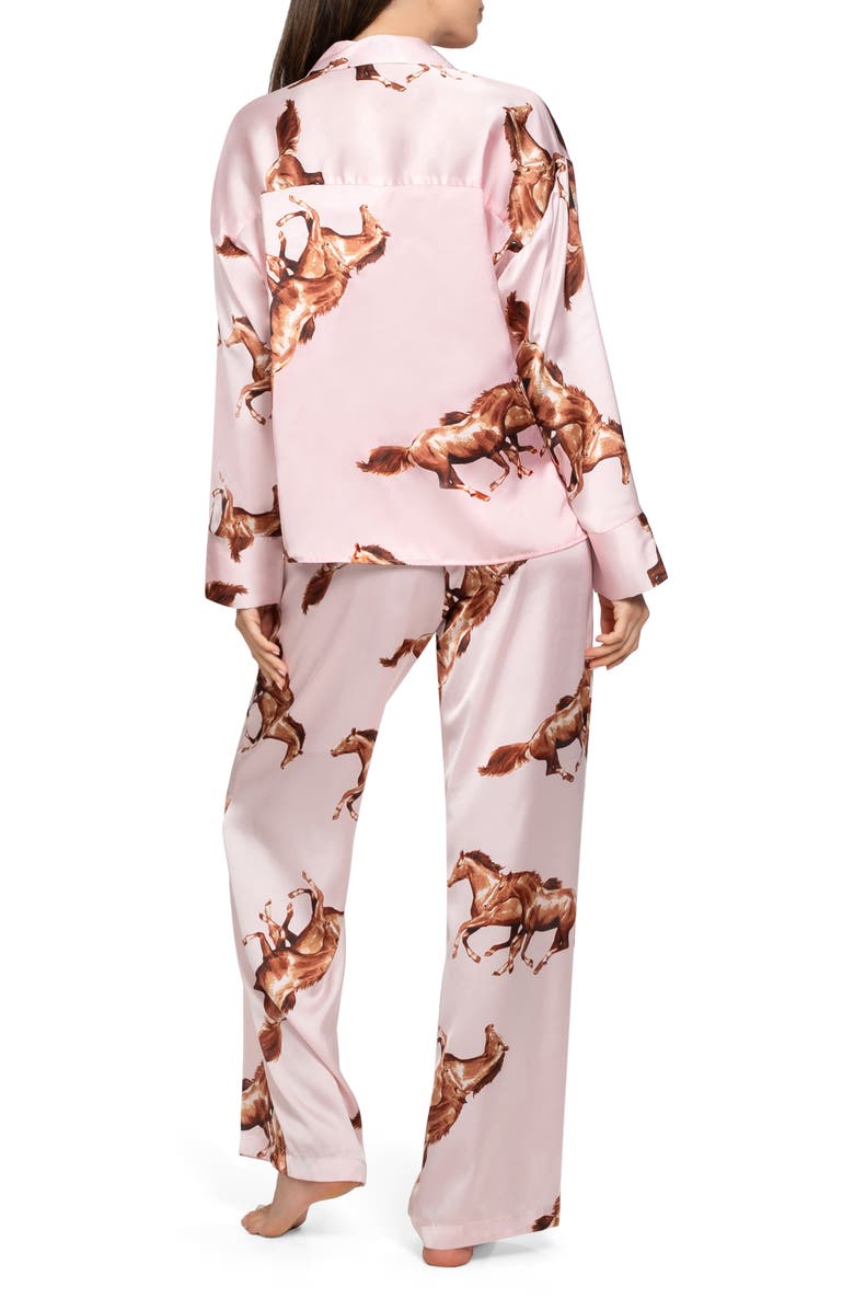 Midnight Bakery Print Satin Pajamas, Alternate, color, Peach