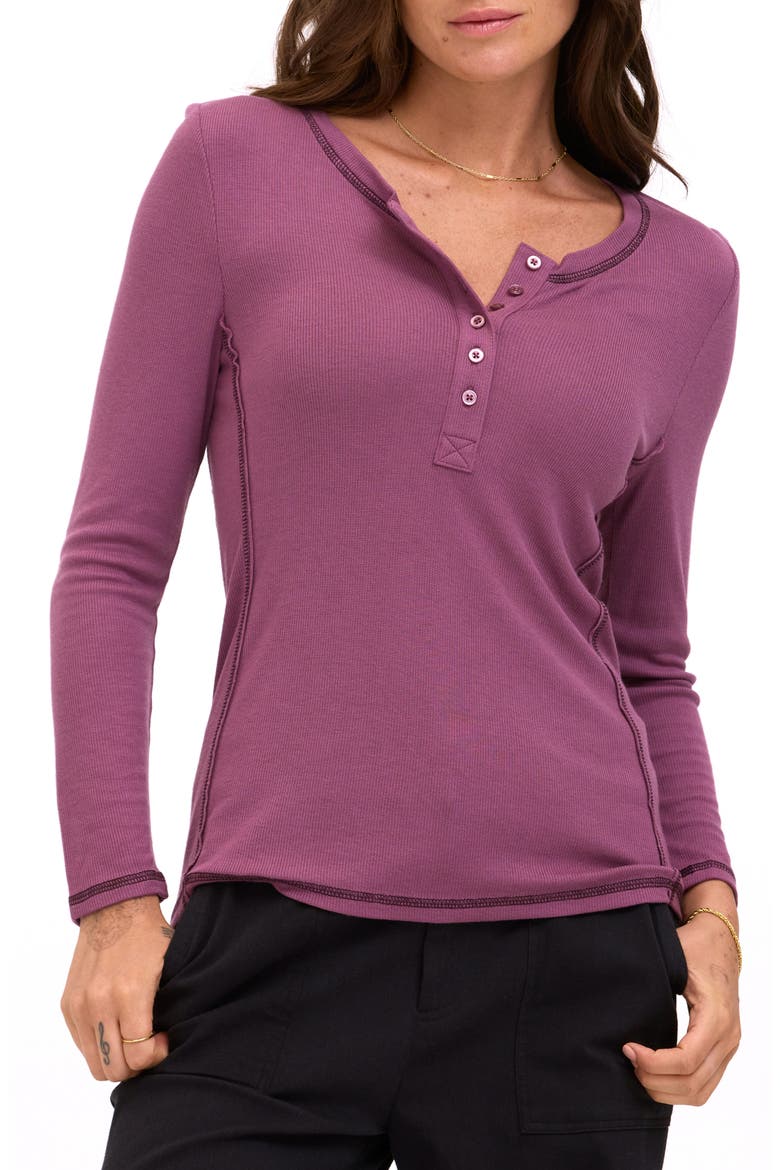 Alida Feather Rib Henley, Main, color, ROYAL PLUM / ULTRA MAROON