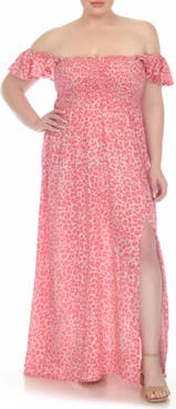 BOHO ME Smocked Flutter Sleeve Maxi Dress