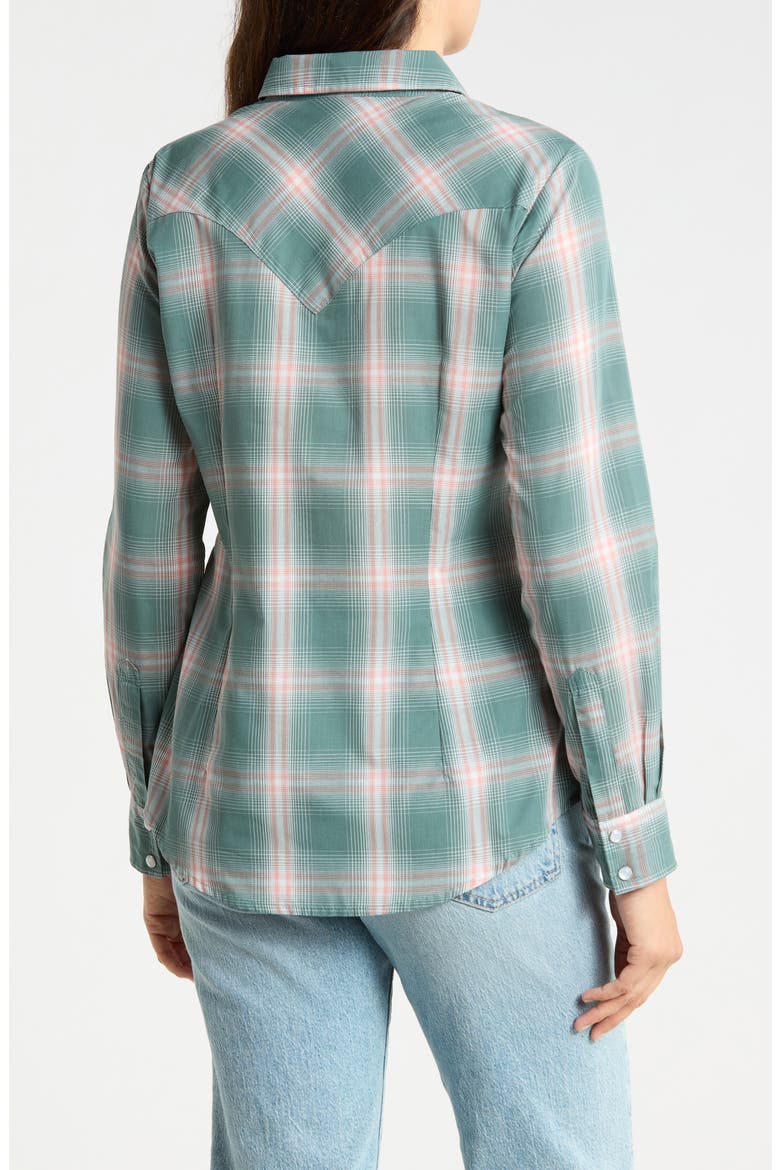 Plaid Long Sleeve Western Shirt, Alternate, color, GREEN