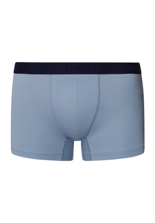 Hanro Cotton Essentials 2-pack Cotton Boxer Briefs With Covered Waistband In Blue