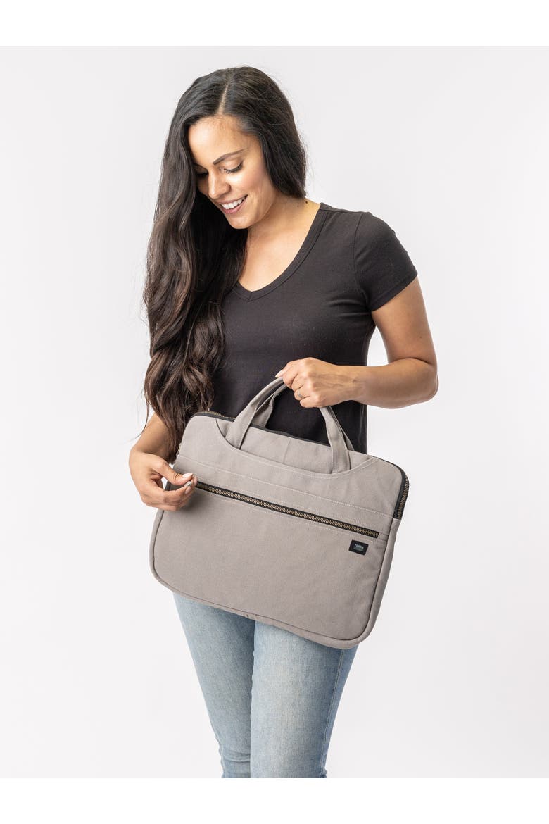 Organic Cotton Laptop Sleeve With Handles, Alternate, color, Cloud Grey