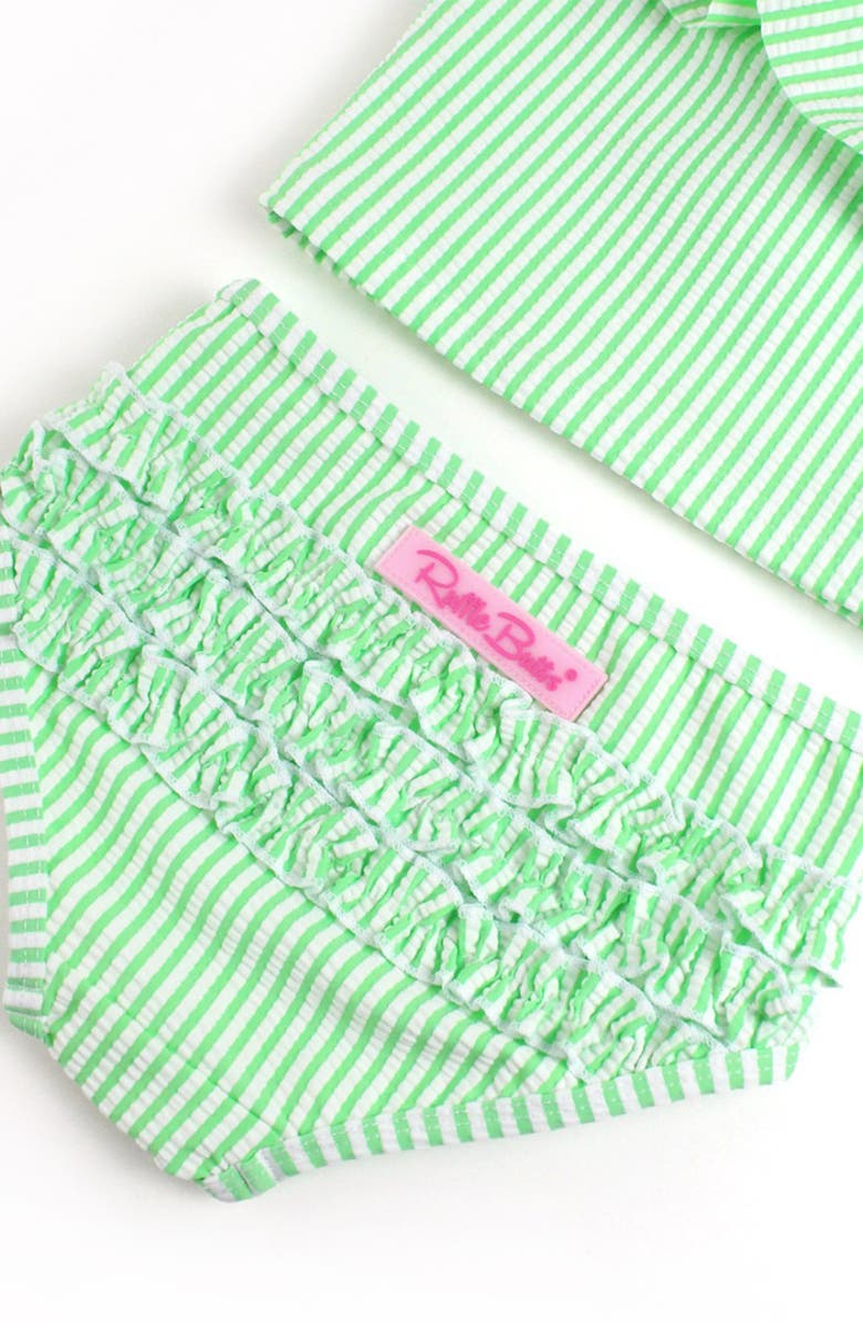 RuffleButts Spring Seersucker Two-Piece Swimsuit, Alternate, color, Green