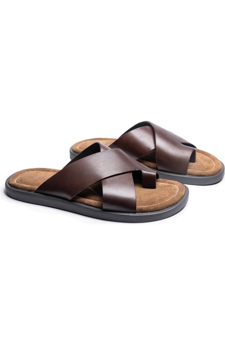 TailorByrd Hampton Leather Sandal, Main, color, Dark Brown