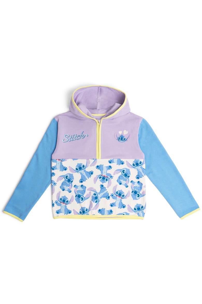 Lilo & Stitch Fleece Quarter-Zip Hoodie, Main, color, Stitch Purple Blue