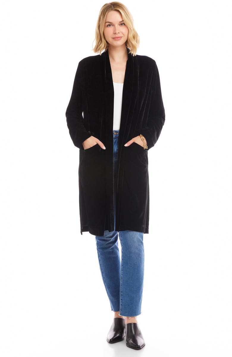 Karen Kane Velvet Duster, Alternate, color, Black