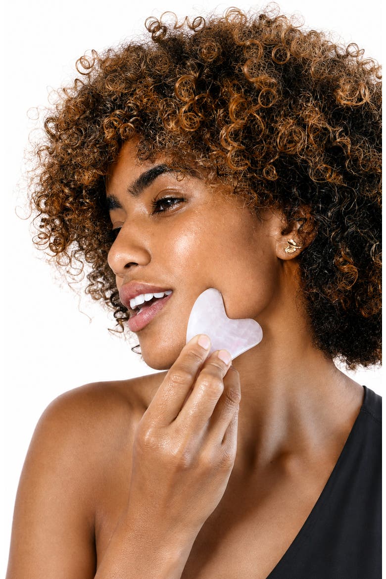 Rose Quartz Crystal Sculpty Heart Gua Sha Facial Tool, Alternate, color, NO COLOR