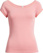 BP. Lace Trim Cotton Blend T-Shirt