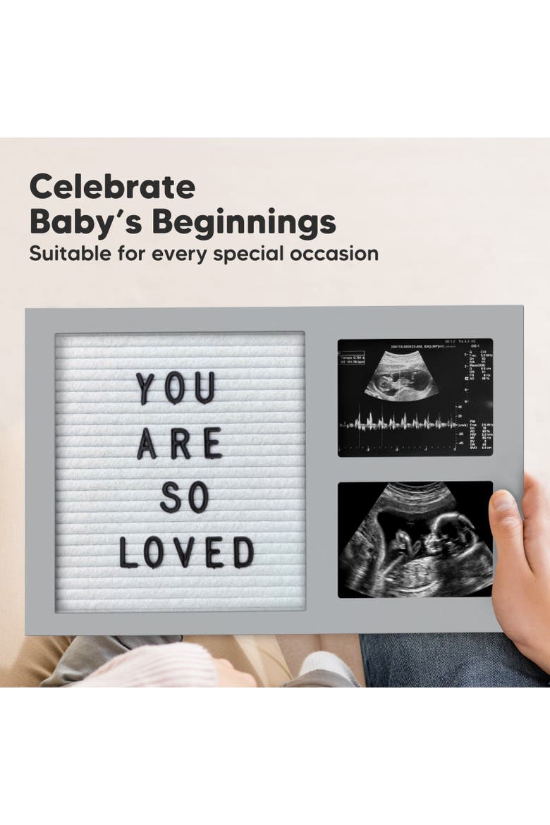 Heartfelt Picture Frame with Felt Letterboard, Alternate, color, Cloud Gray