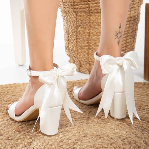 Forever & Always Shoes Rochelle Ivory Bridal Sandals With Ribbon In Ivory
