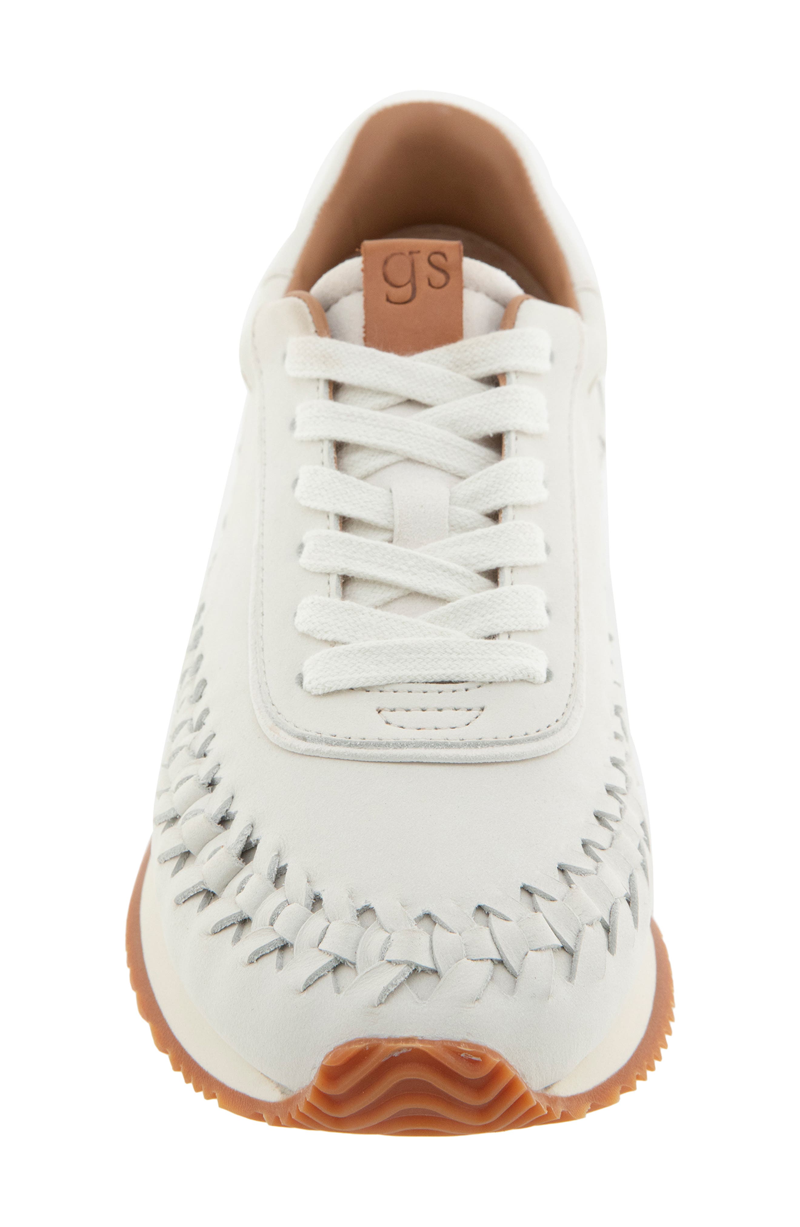 Jolena Woven Detail Sneaker, Alternate, color, WHITE LEATHER
