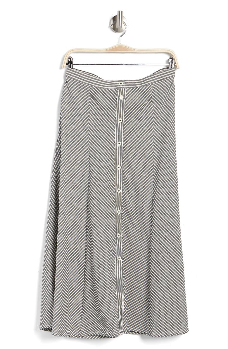 MAX STUDIO Stripe Button Front Cotton Skirt, Alternate, color,