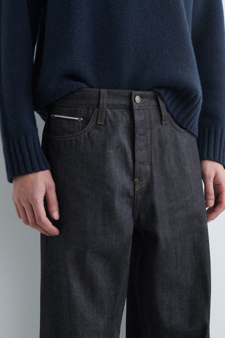 Rider Raw Selvedge Relaxed-Fit Straight-Leg Jeans, Alternate, color, RAW INDIGO