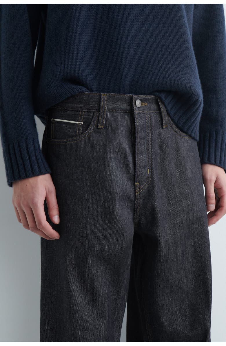 COS Rider Raw Selvedge Relaxed-Fit Straight-Leg Jeans, Alternate, color, Raw Indigo