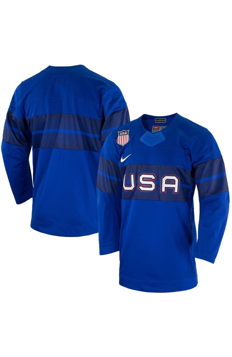 Nike Men's Nike Royal Team USA Hockey 2022 Winter Olympics Collection Jersey, Alternate, color, 