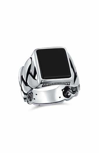 BLING JEWELRY Men's Sterling Silver Semiprecious Stone Signet Ring