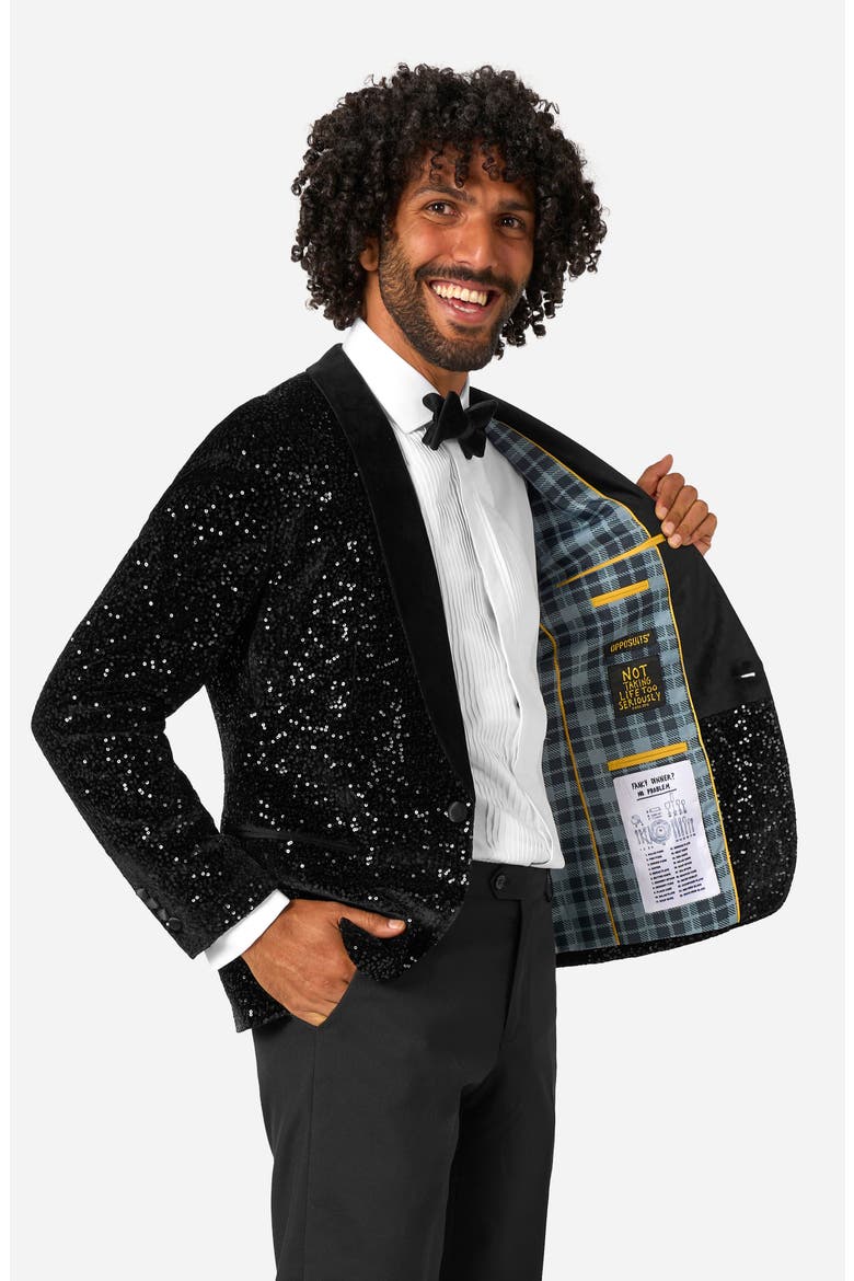 Black Sequin Dinner Jacket, Alternate, color, BLACK